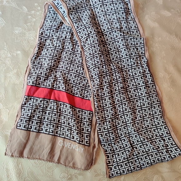 Authentic Givenchy Skinny Silk Scarf 4G Logo - Picture 12 of 15